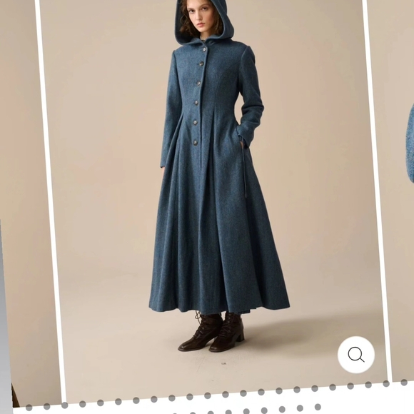 Linennaive Jackets & Blazers - Wool Hooded Long Trench Coat - Blue